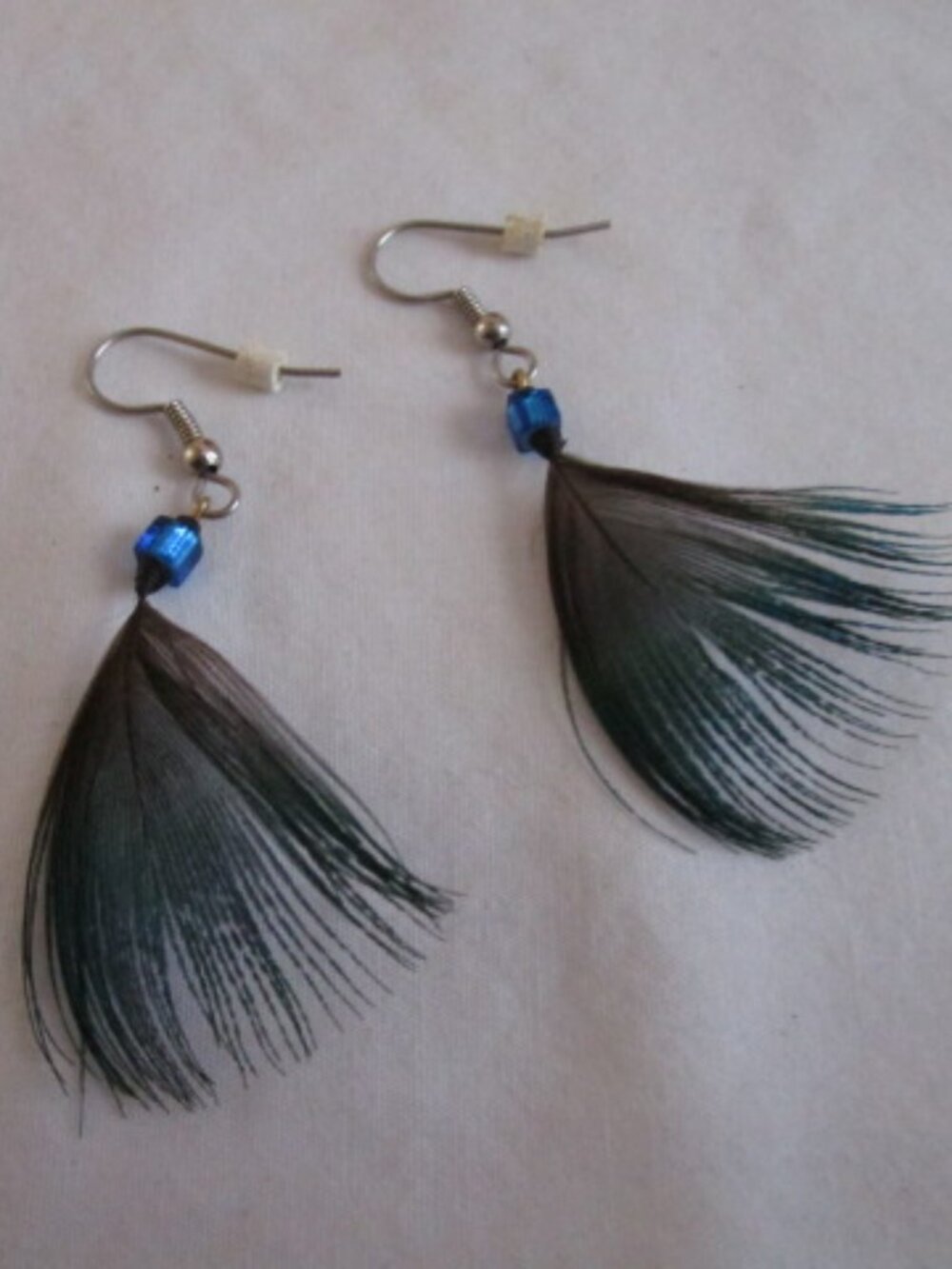 Peacock Feather Earrings Dangle Drop Handmade